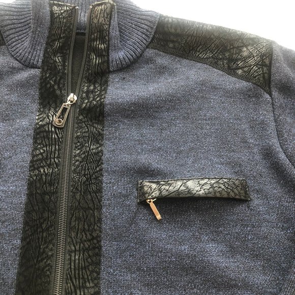 LEONARDO GAVINO Full zipper blue sweater - Picture 4 of 10